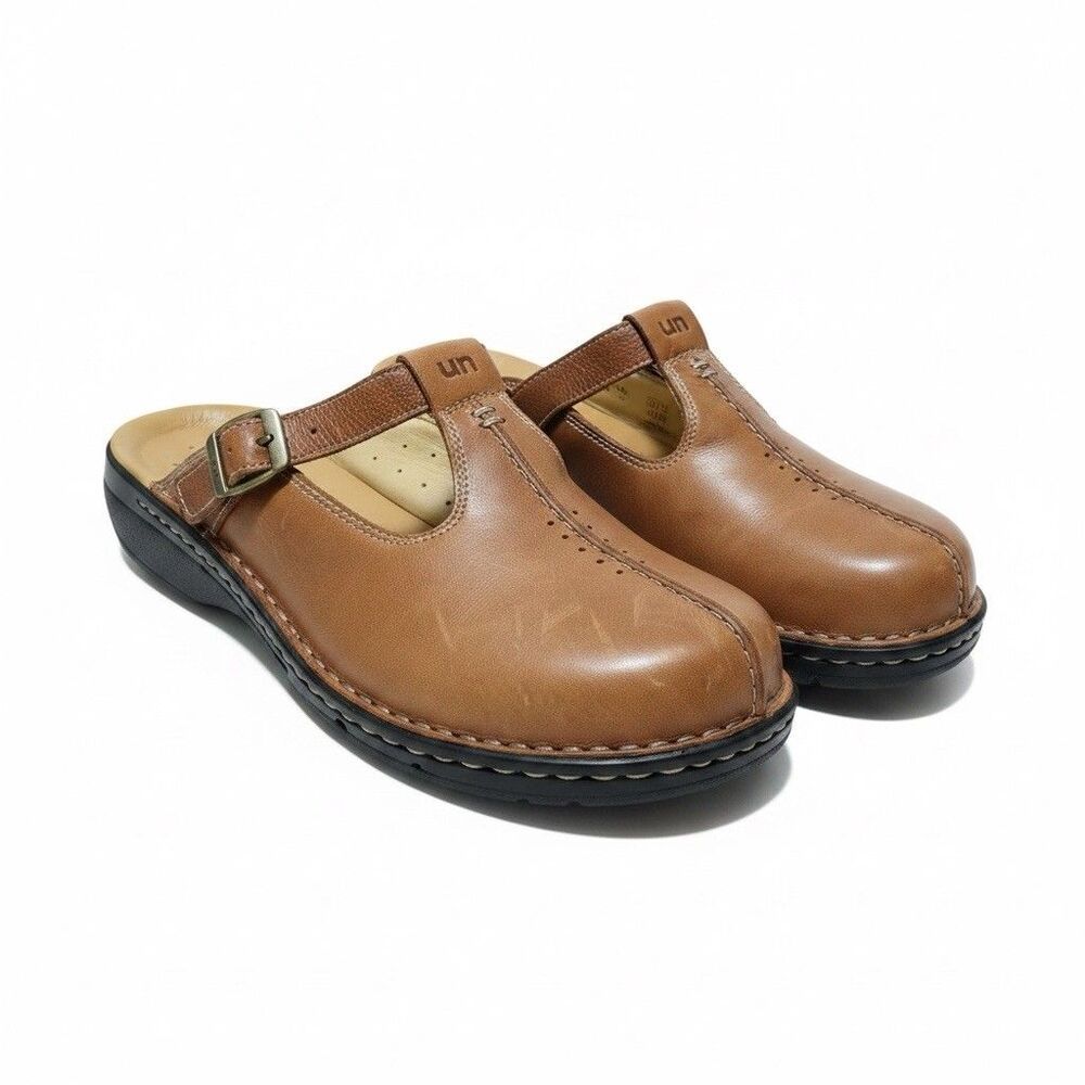 Clarks Unstructured Leather Clogs 9M Tan Mary Jane Comfort Shoes Boho Coastal